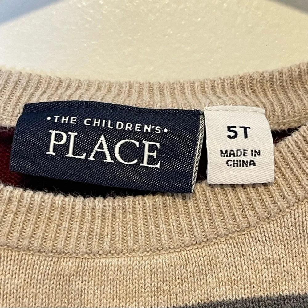 The Children's Place Striped Sweater - Red, Gray, Cream‎ boys size 5T